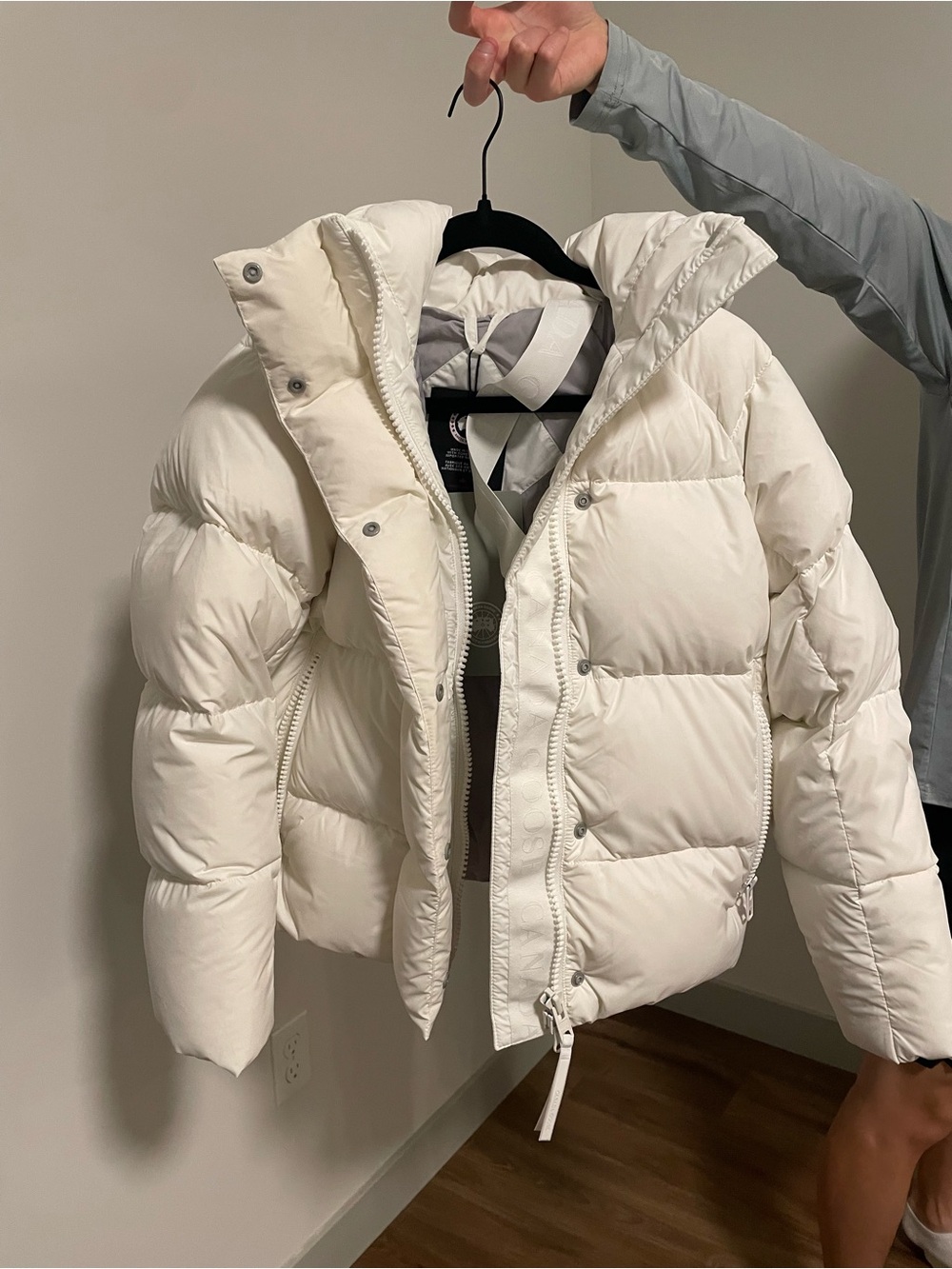 Canada Goose Women's White Junction Short Puffer Jacket with Hood